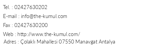 The Kumul Deluxe Resort & Spa telefon numaralar, faks, e-mail, posta adresi ve iletiim bilgileri
